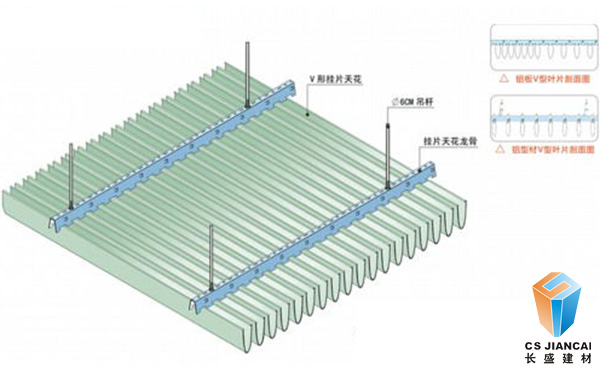 v型鋁掛片吊頂安裝節(jié)點(diǎn)示意圖3004